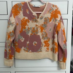 ZARA Floral Jacquard Knit Sweater